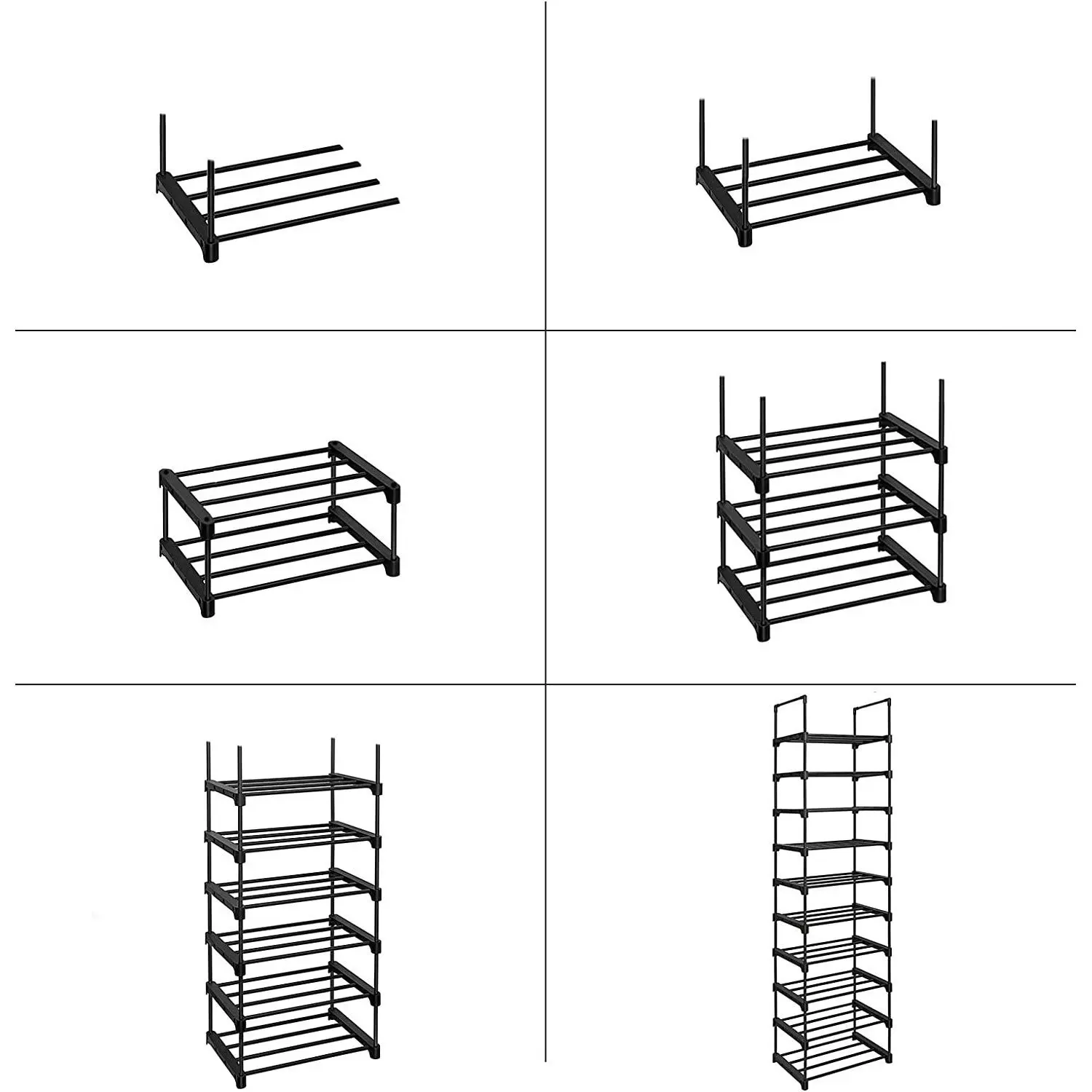 SONGMICS 10 Tier Customizable Shoes Organiser Metal Shoe Rack - Black