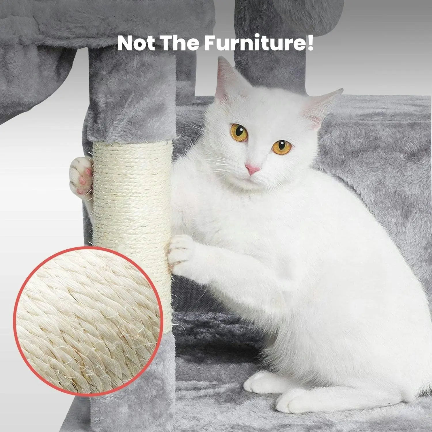 Floofi 97cm Adjustable Base Cat Tree Scratching Post Cat House Condo Light Grey