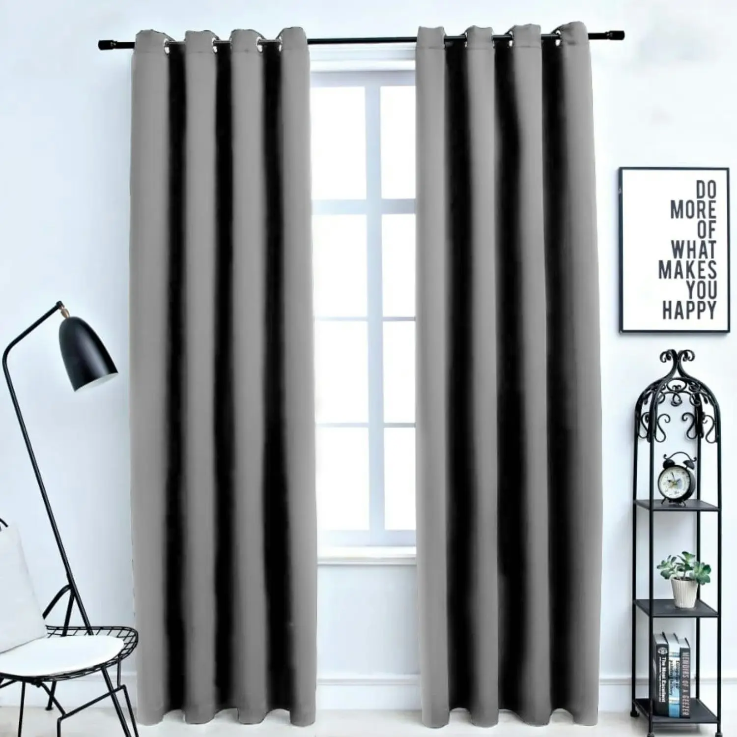 Gominimo Blackout Window Curtains Thermal Insulated W132cm x D243cm Light Grey