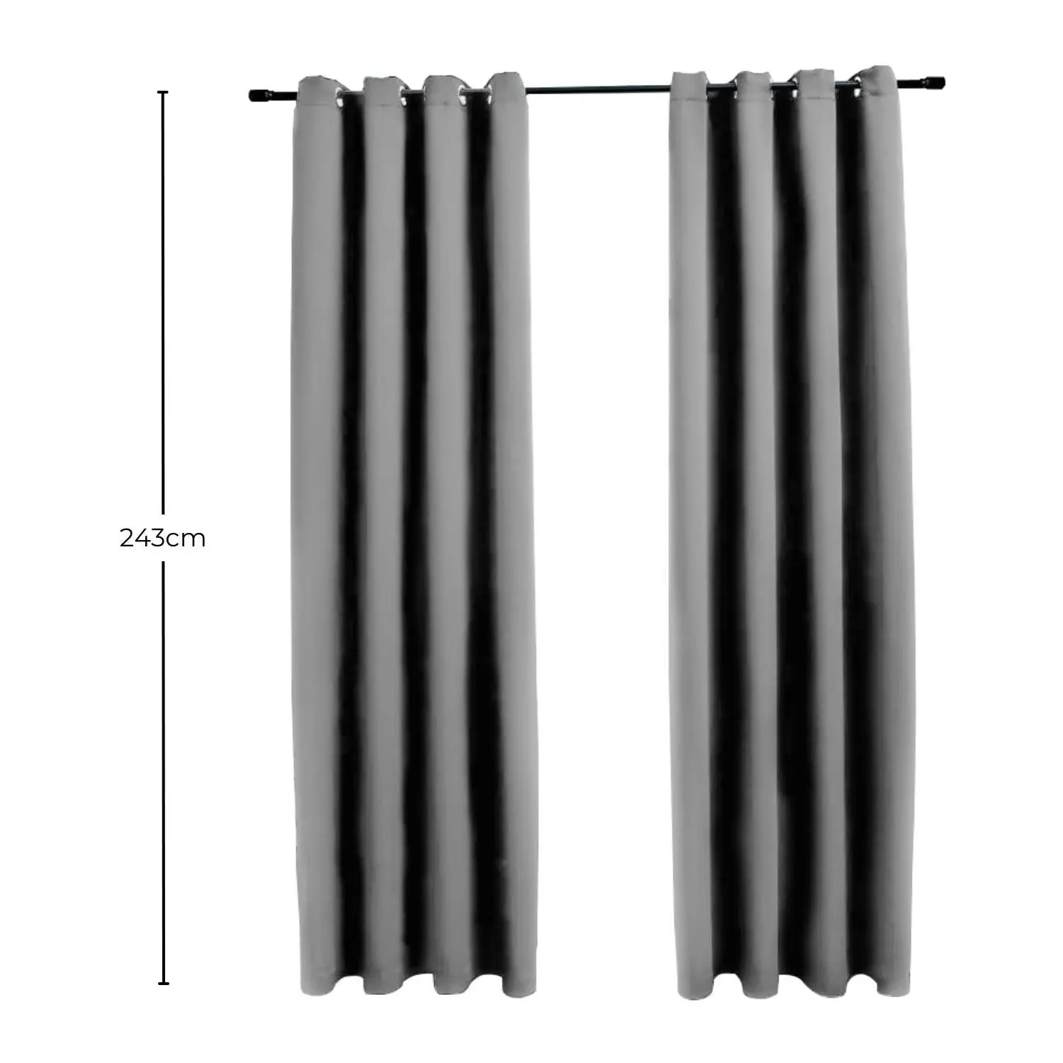 Gominimo Blackout Window Curtains Thermal Insulated W132cm x D243cm Light Grey