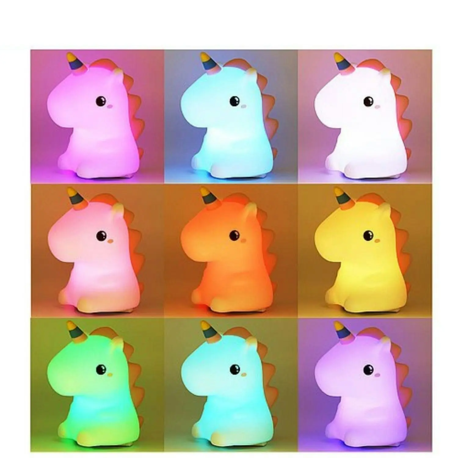 Gominimo Rechargeable Unicorn Shaped Touch Light Kids Bedside Animal Night Lamp