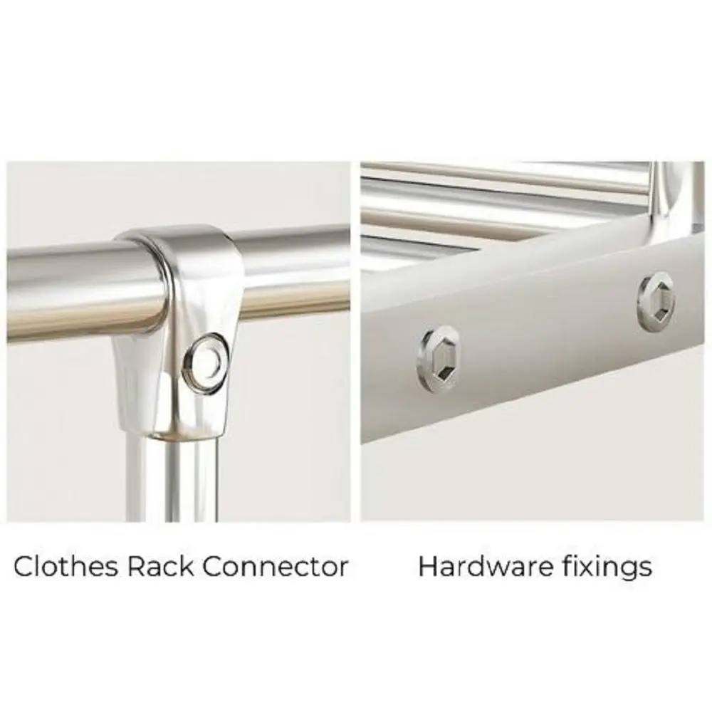 Ekkio Clothes Rack Coat Stand Adjustable Hanger Double Rail Wheels