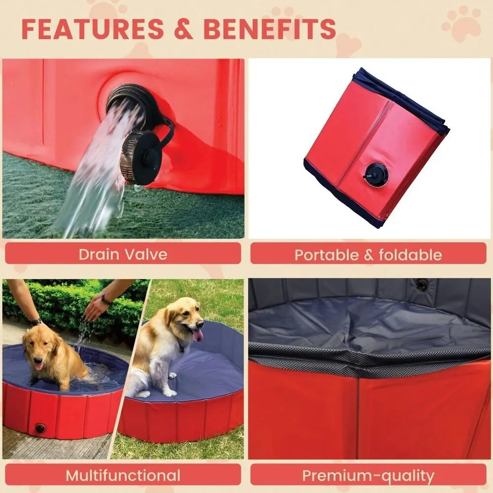 Floofi Pet Pool 120cm*30cm XL (Extra Large, Red Circle)