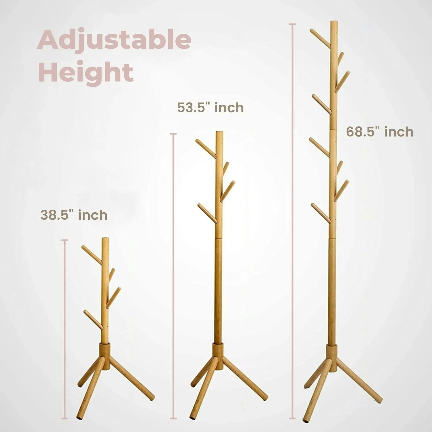 Ekkio 8 Hook Wood Coat Rack Stand (Wooden) EK-CRS-101-JS