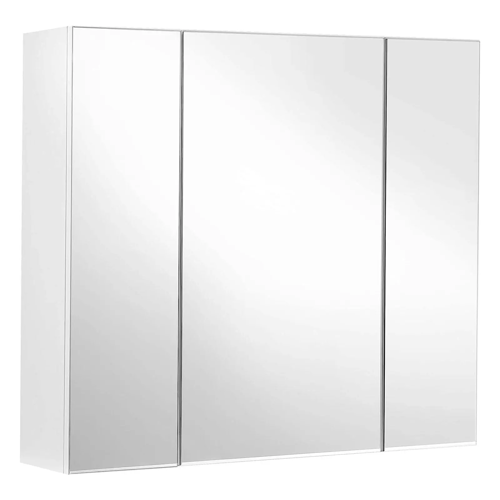 VASAGLE Adjustable Shelf With Mirror Wall Bathroom Cabinet - Silver