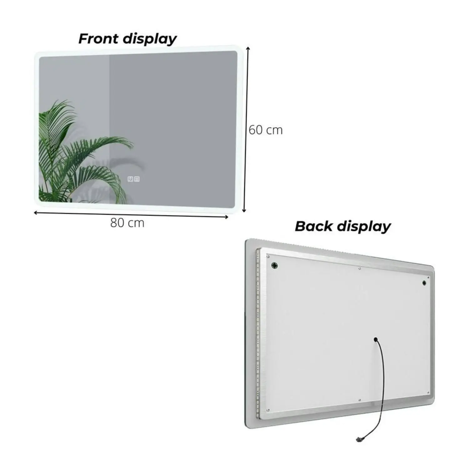 Gominimo LED Mirror 800mm Rectangle Copper-free Material IP44 waterproof LED