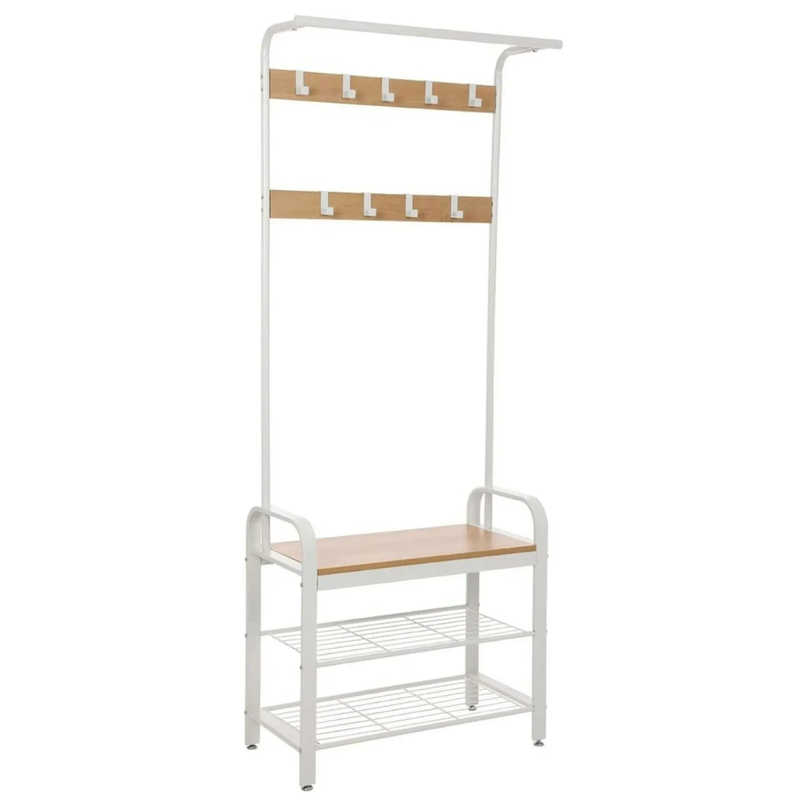 VASAGLE 3 Tier Entryway Coat Shoe Rack and Storage Shelves - White