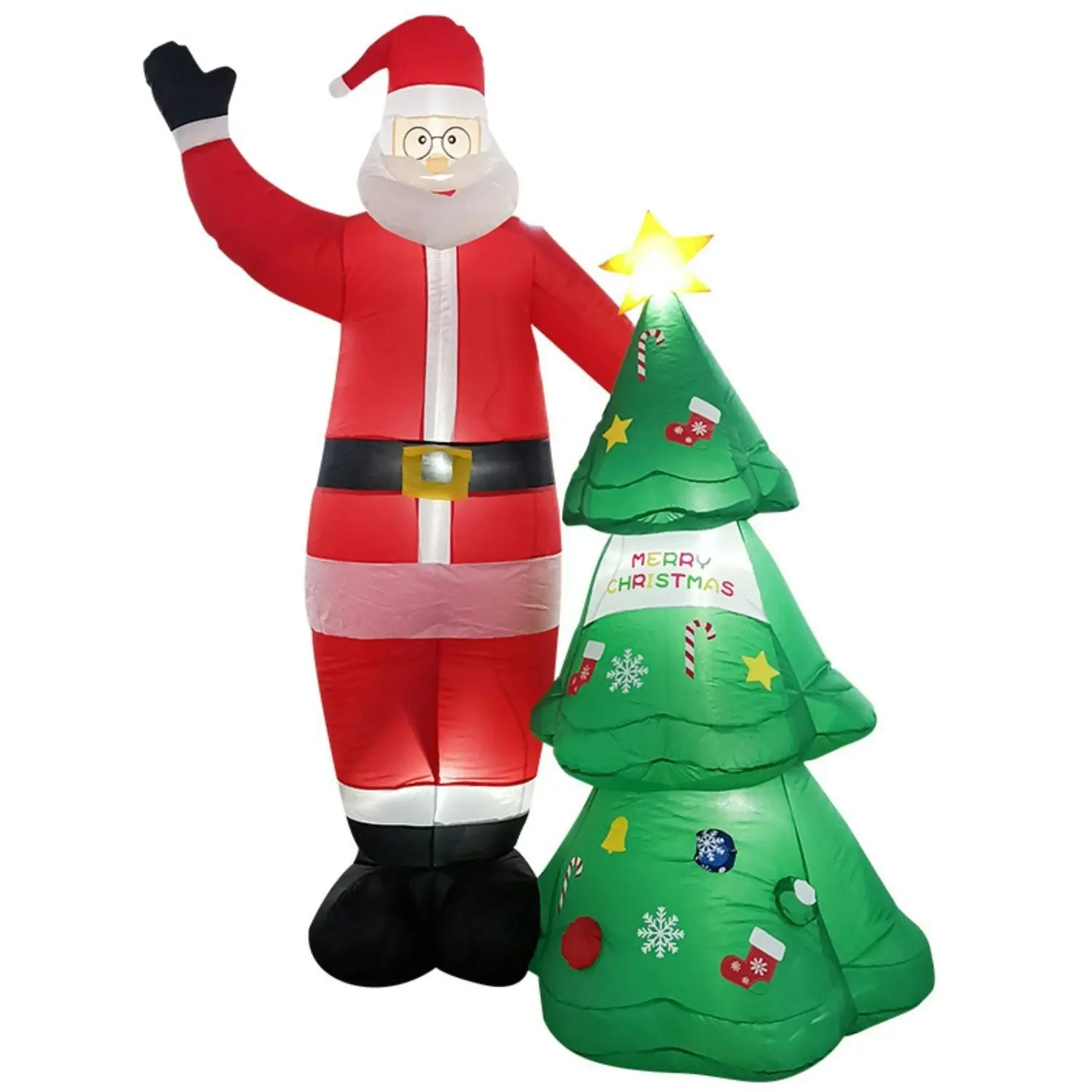 Festiss Christmas Inflatables Decoration with Built-In Led Light and Blower 2.5m Santa & Christmas Tree