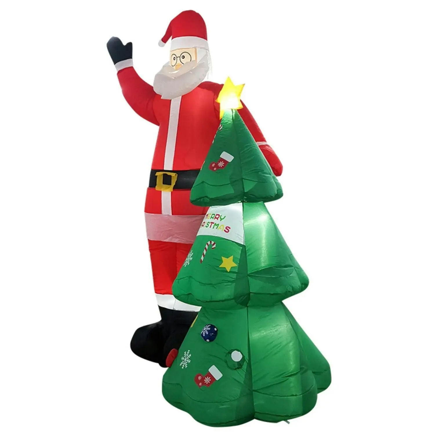 Festiss Christmas Inflatables Decoration with Built-In Led Light and Blower 2.5m Santa & Christmas Tree