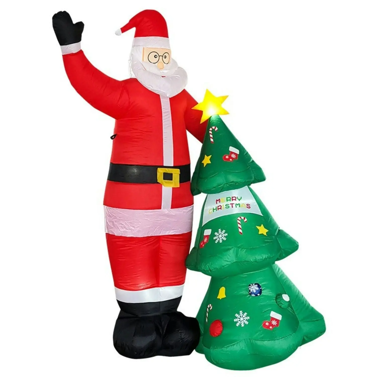 Festiss Christmas Inflatables Decoration with Built-In Led Light and Blower 2.5m Santa & Christmas Tree