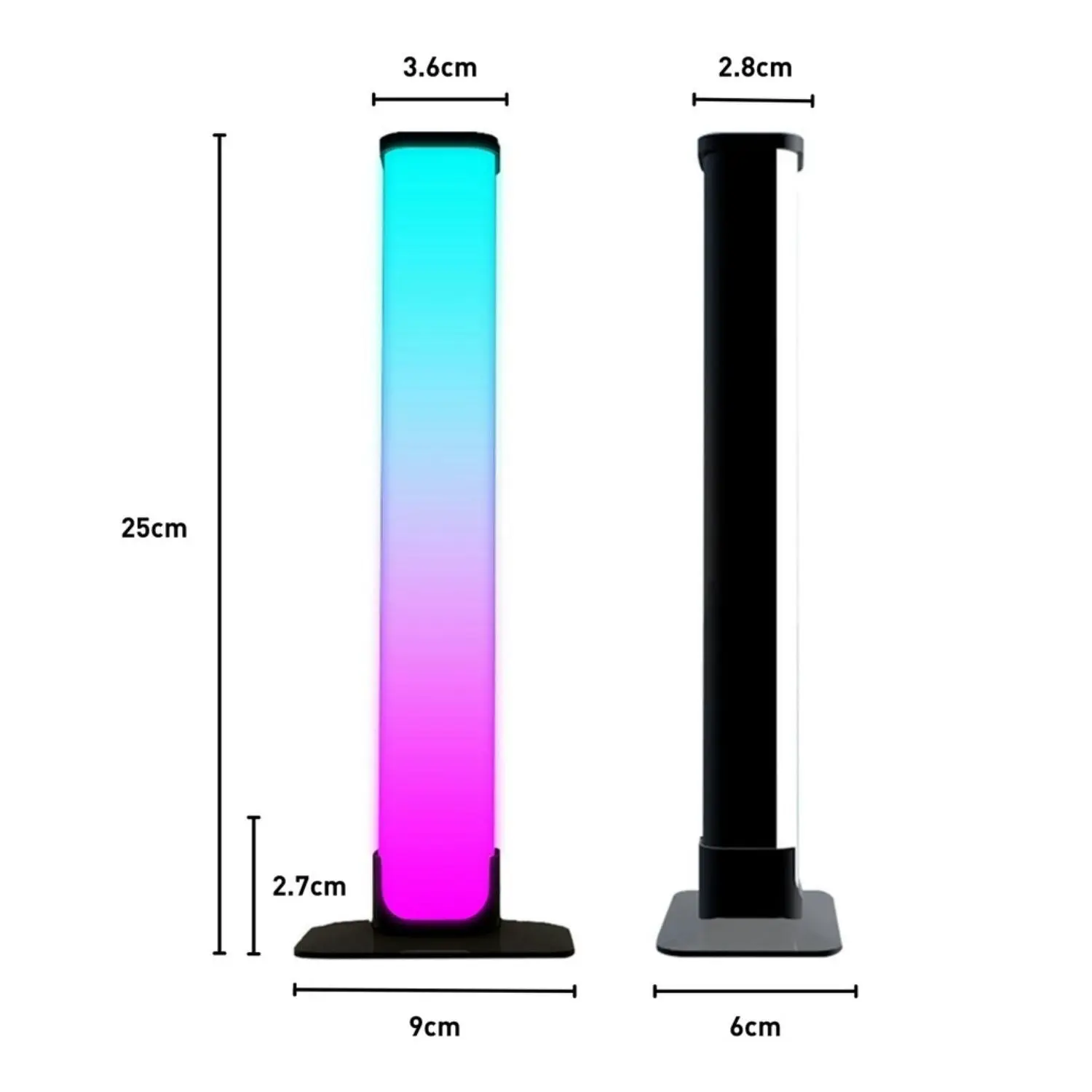 2pcs Gominimo Modern Smart LED Bluetooth Ambient Light Bars - Black