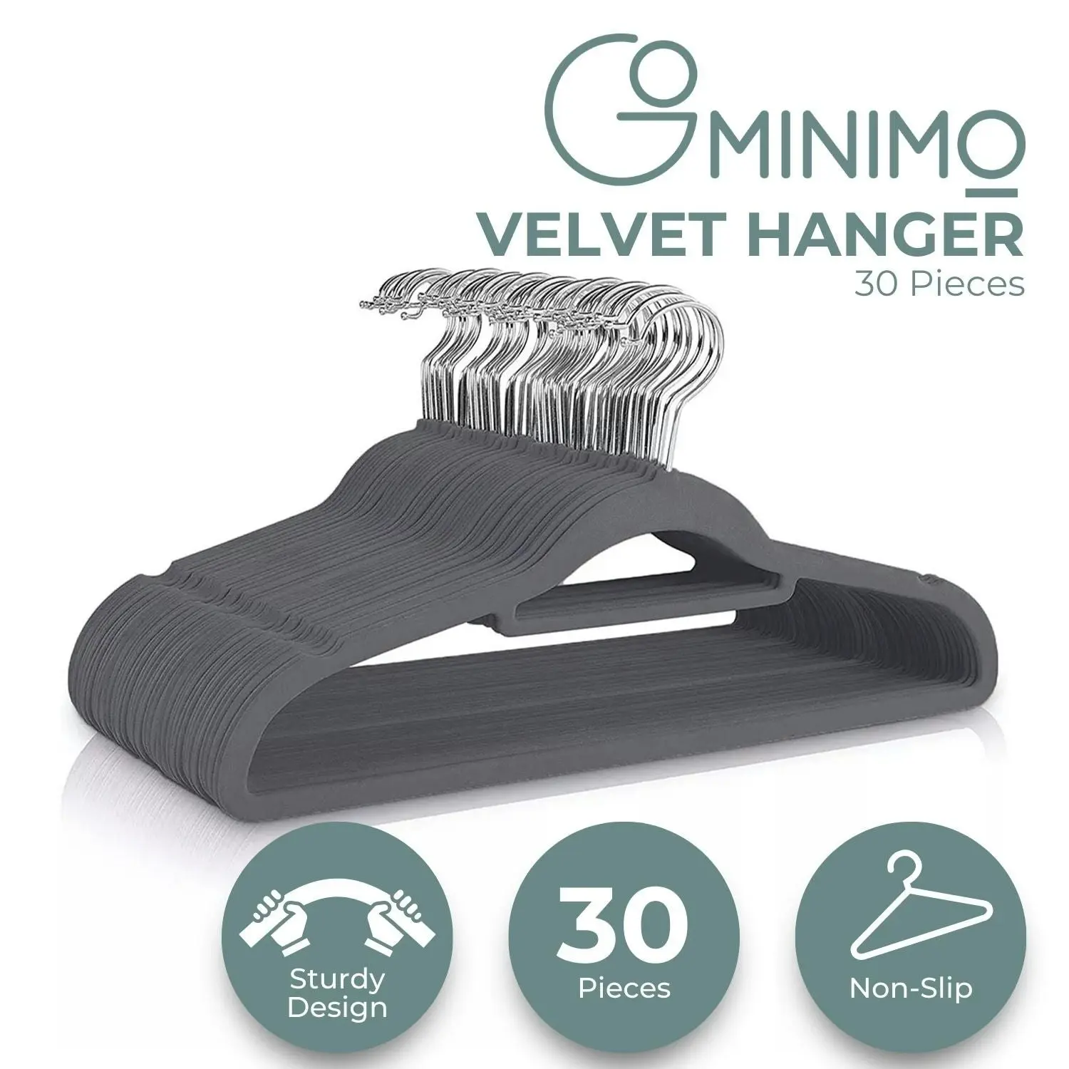 Gominimo 30Pcs Clothes Hanger Anti-Slip 360 Degrees Swivel Hook for Suits Dresses Shirts