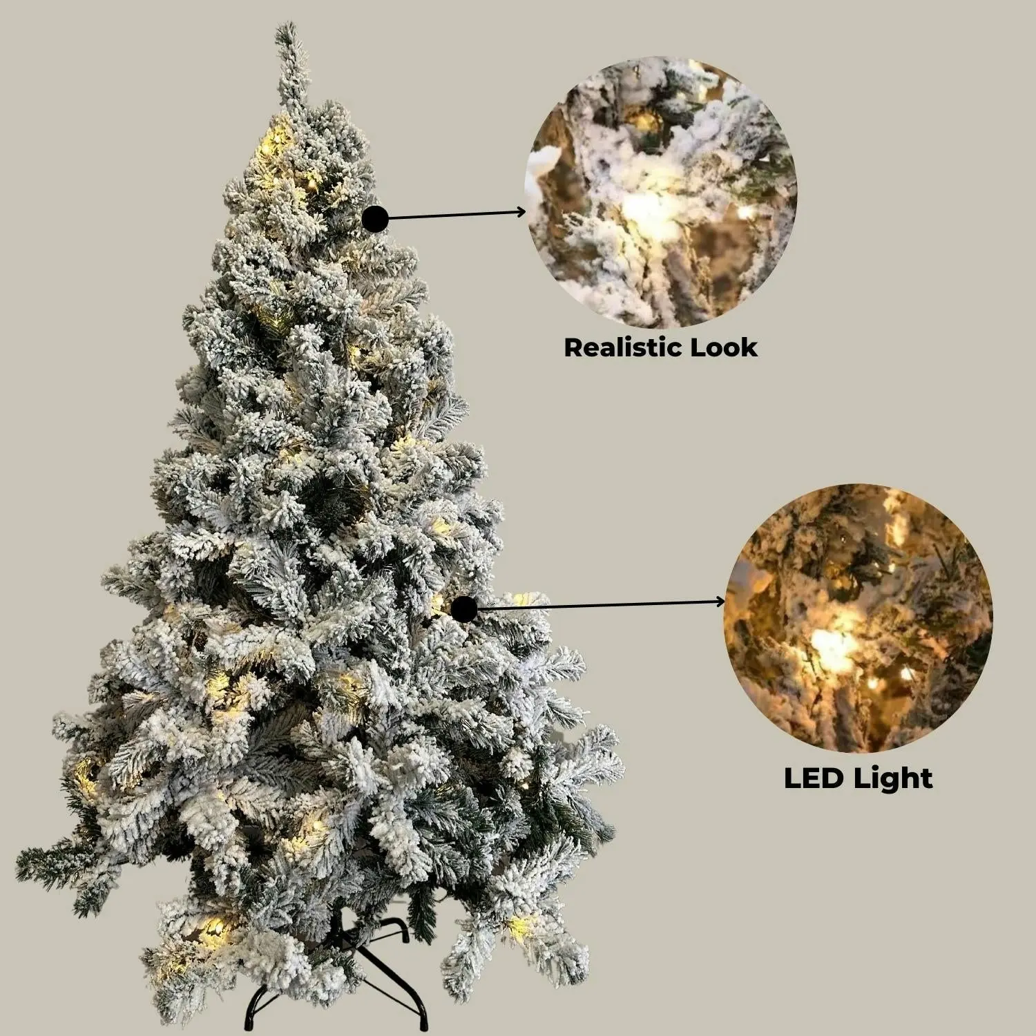 Festiss 1.8m Christmas Tree with 250 LED Lights Warm White (Snowy) FS-TREE-09