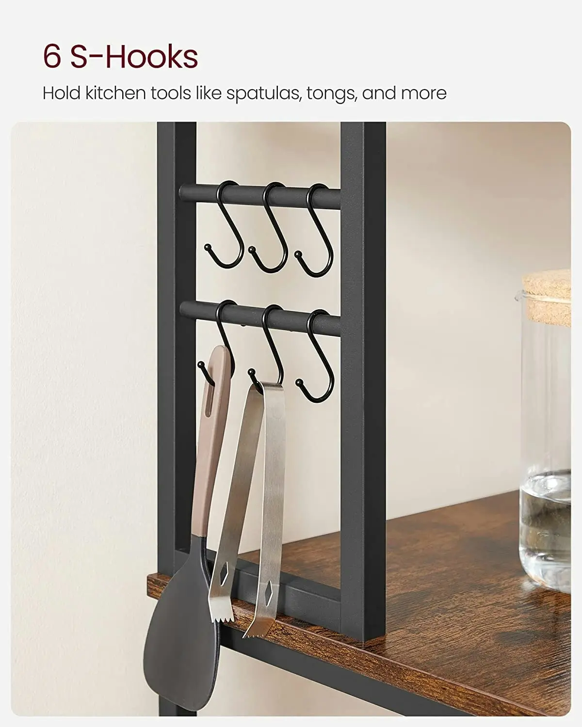 VASAGLE 6Tier Kitchen Baker's Rack Utility Storage Shelf Microwave Oven Stand w/ 6Hooks