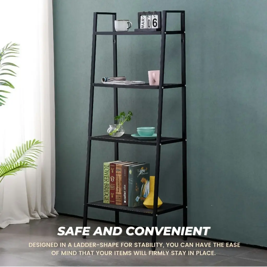 Ekkio 4 Tier Ladder Shelf (Black)