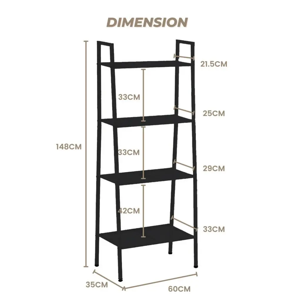 Ekkio 4 Tier Ladder Shelf (Black)