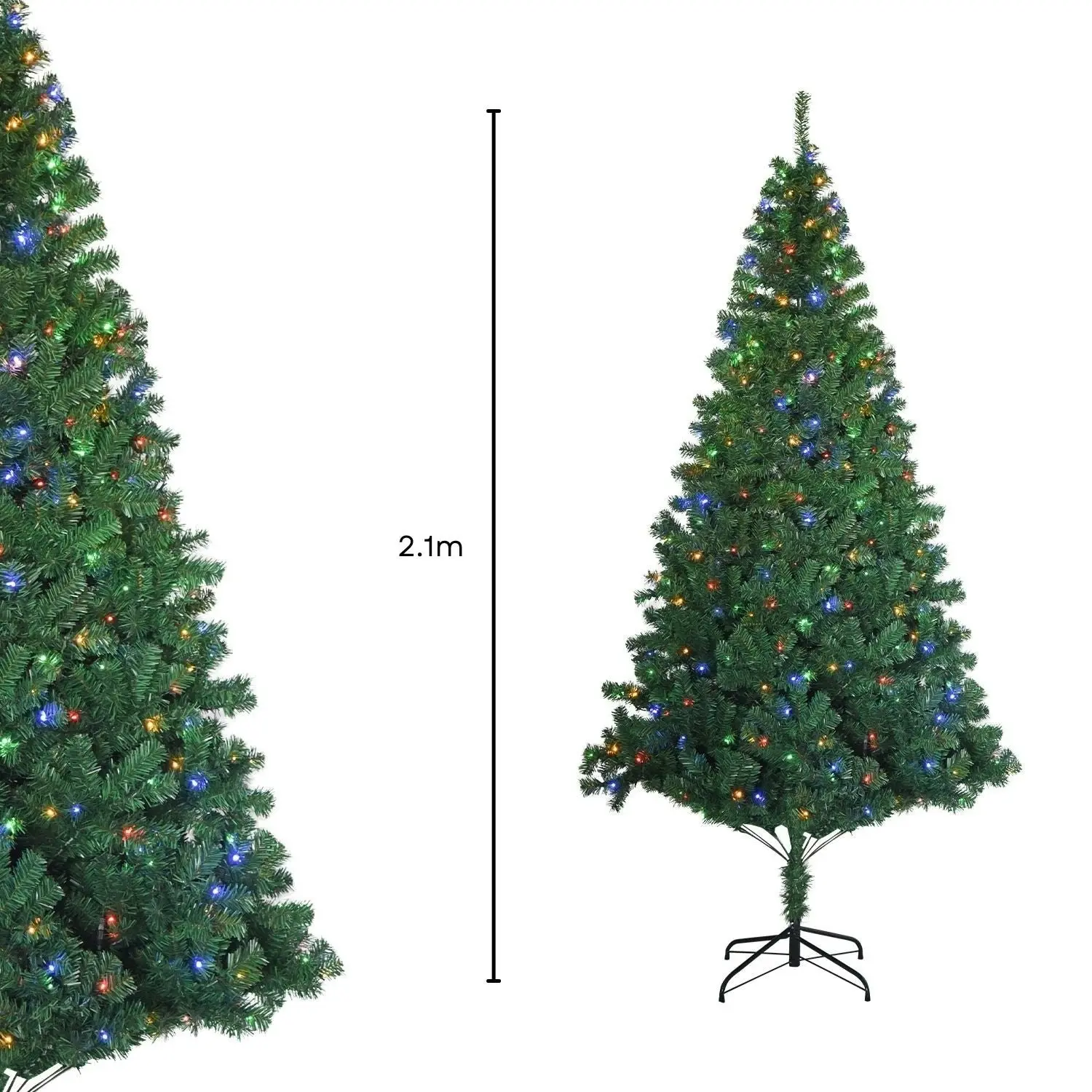 Festiss 2.1m Easy Assembly Hinged Construction Artificial Christmas Tree With 4 Colour LED