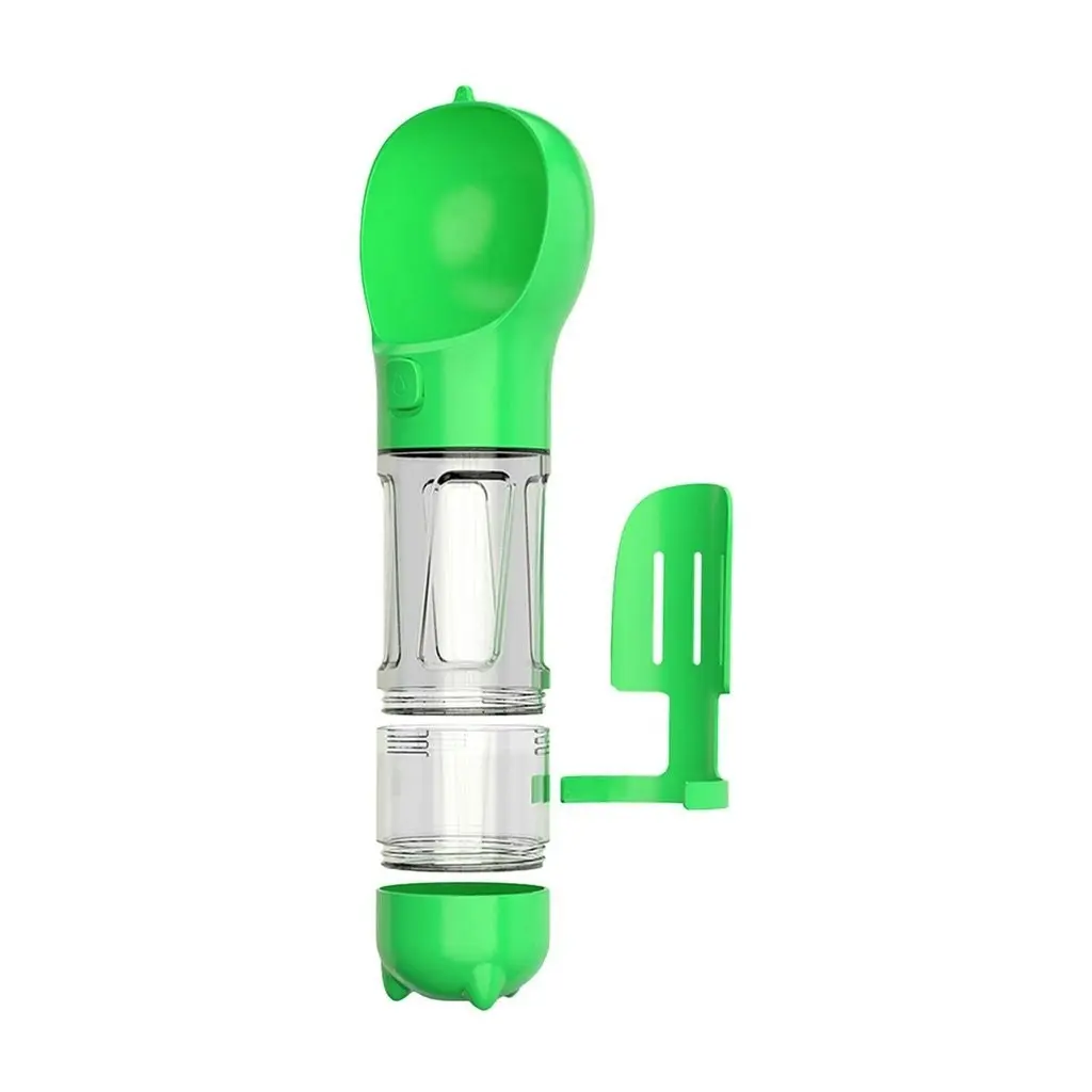 Floofi 4 in 1 Dog Water Bottle For Walking Hiking Traveling Pooper Scooper Green