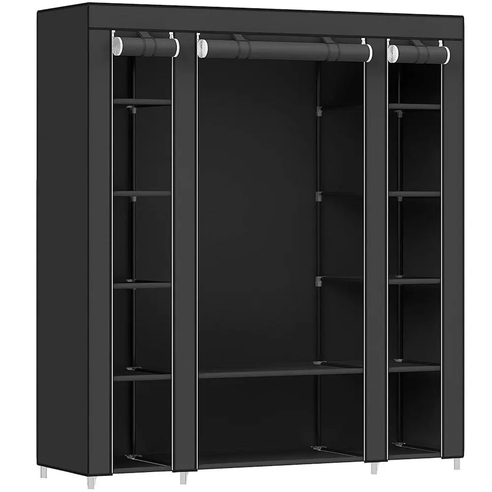 SONGMICS Non Woven Fabric Large Size Storage Clothes Portable Closet Wardrobe - Black