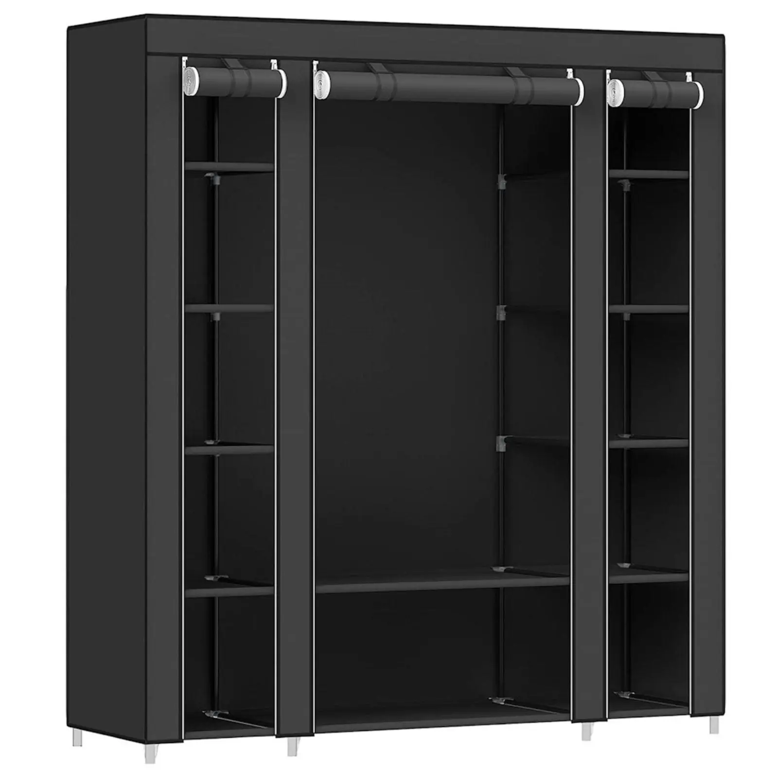 SONGMICS Non Woven Fabric Large Size Storage Clothes Portable Closet Wardrobe - Black