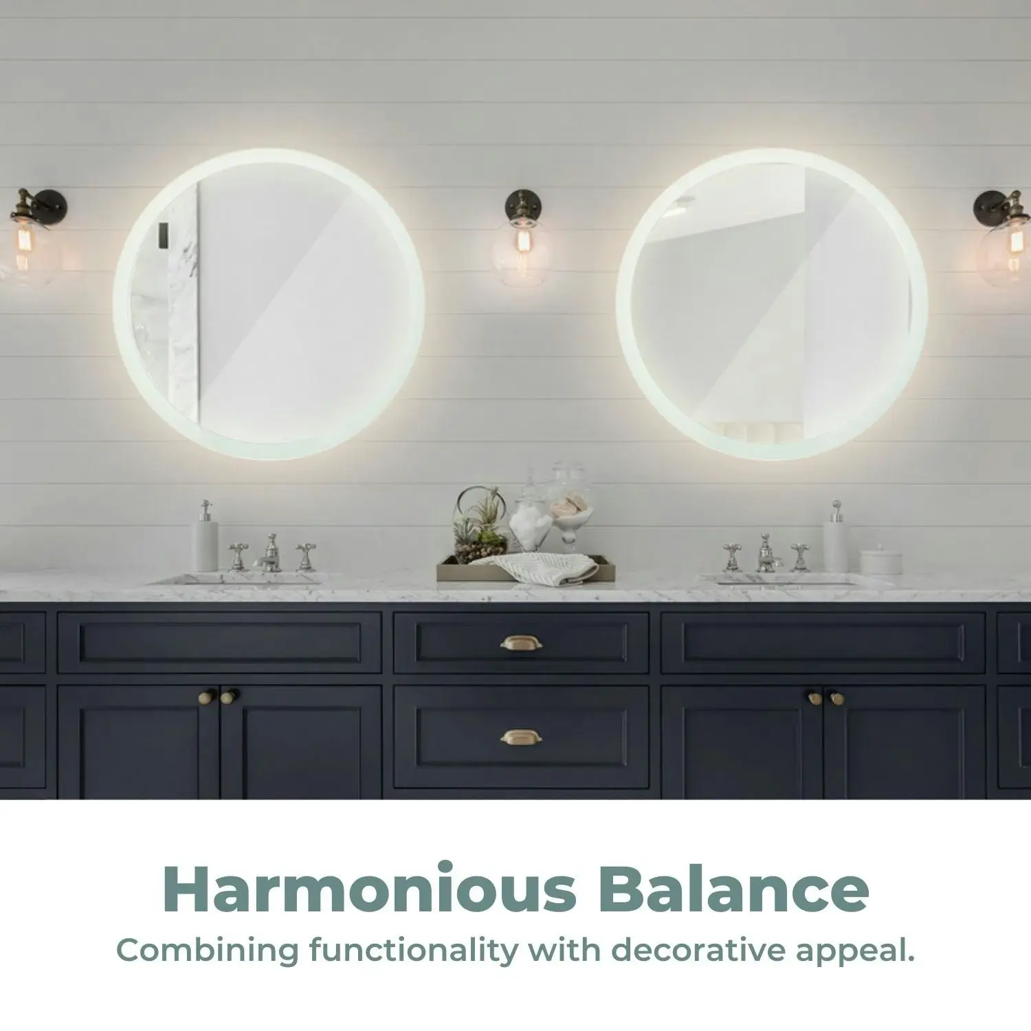 Gominimo Led Wall Mirror Bathroom Mirrors With Light 80Cm Decor Round Decorative