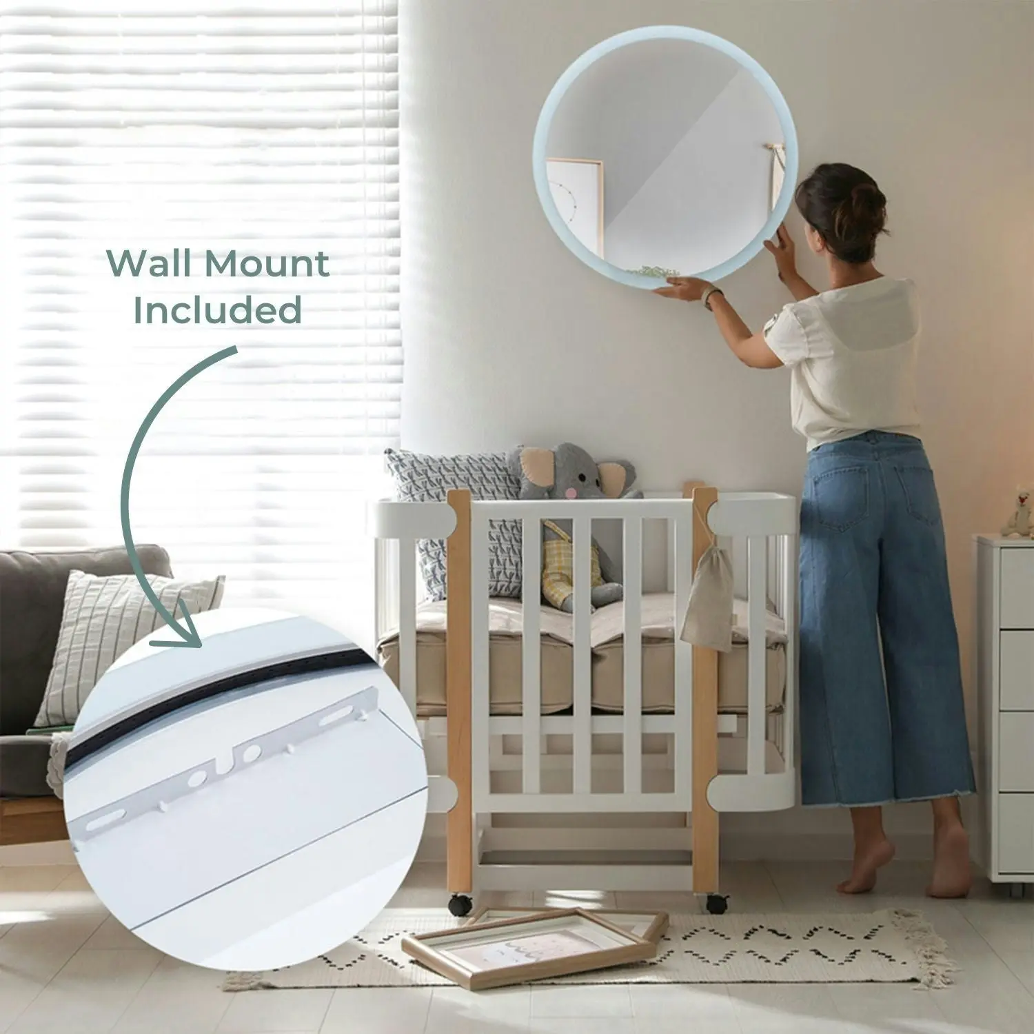 Gominimo Led Wall Mirror Bathroom Mirrors With Light 80Cm Decor Round Decorative