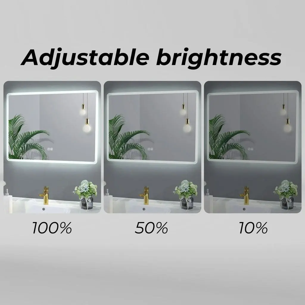 Gominimo Rectangular Bathroom Anti-Fog Makeup Wall Mount Mirror with LED Light