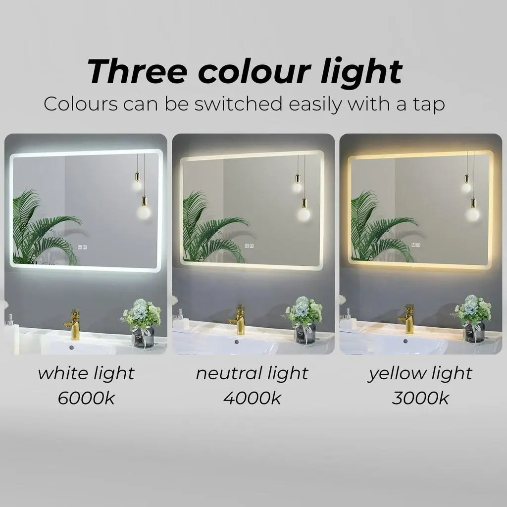 Gominimo Rectangular Bathroom Anti-Fog Makeup Wall Mount Mirror with LED Light