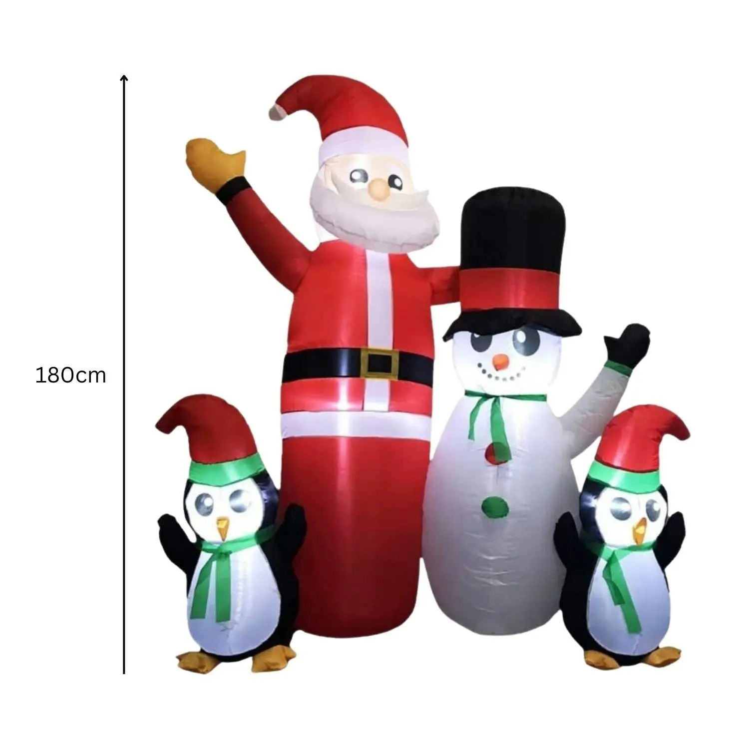 Festiss 1.8m Santa Snowman and Penguin Greeting with LED Christmas Inflatable