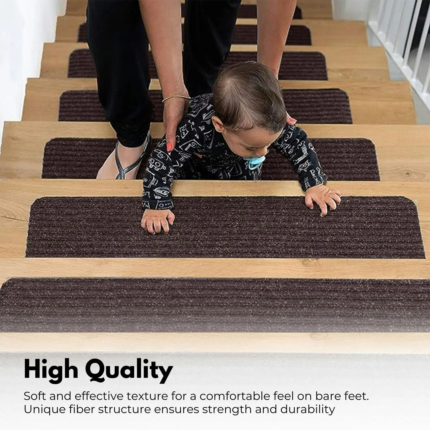 15pcs Gominimo Indoor Non Slip Rugs Carpet Stair Treads - Brown