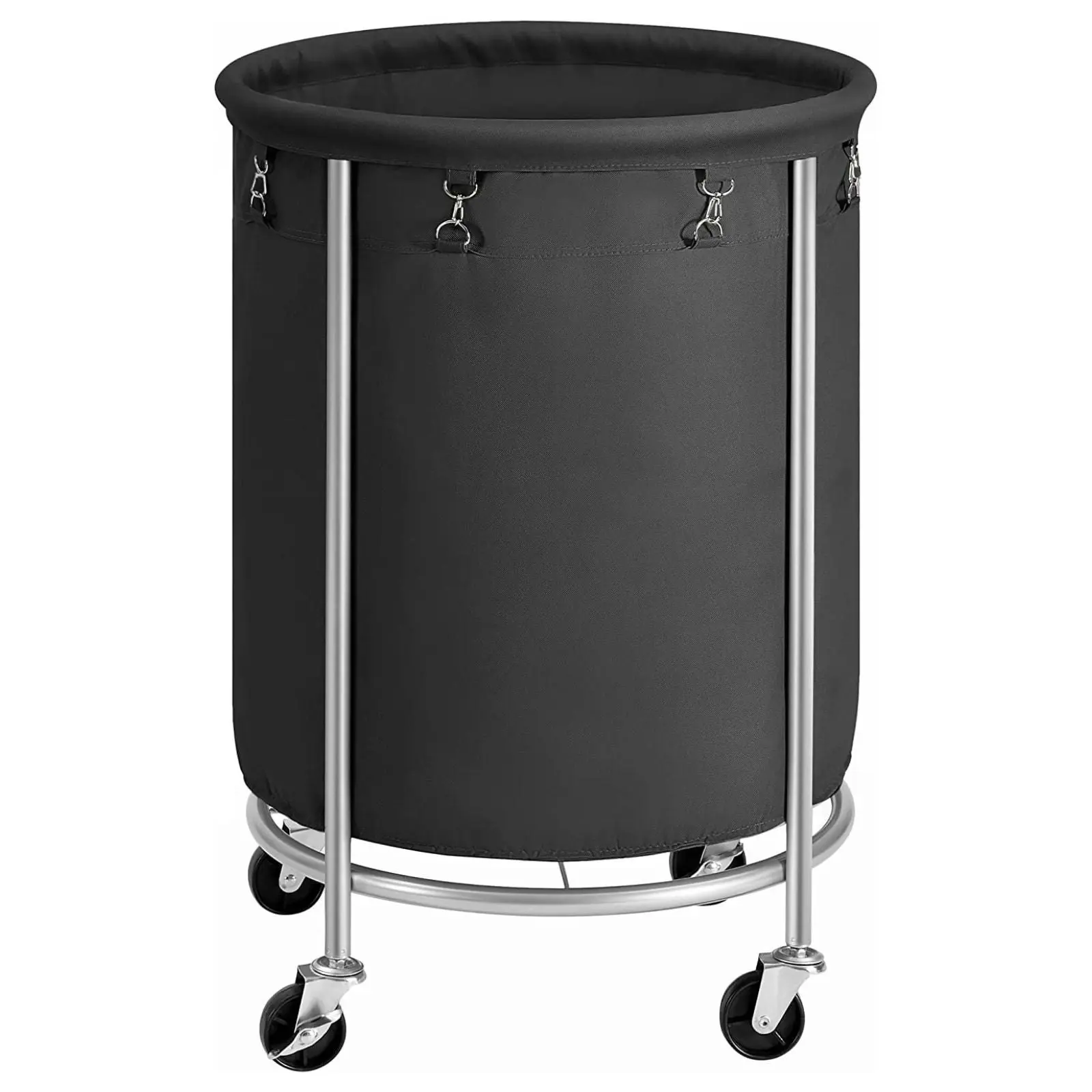 SONGMICS Laundry Basket with Wheels with Steel Frame and Removable Bag Black