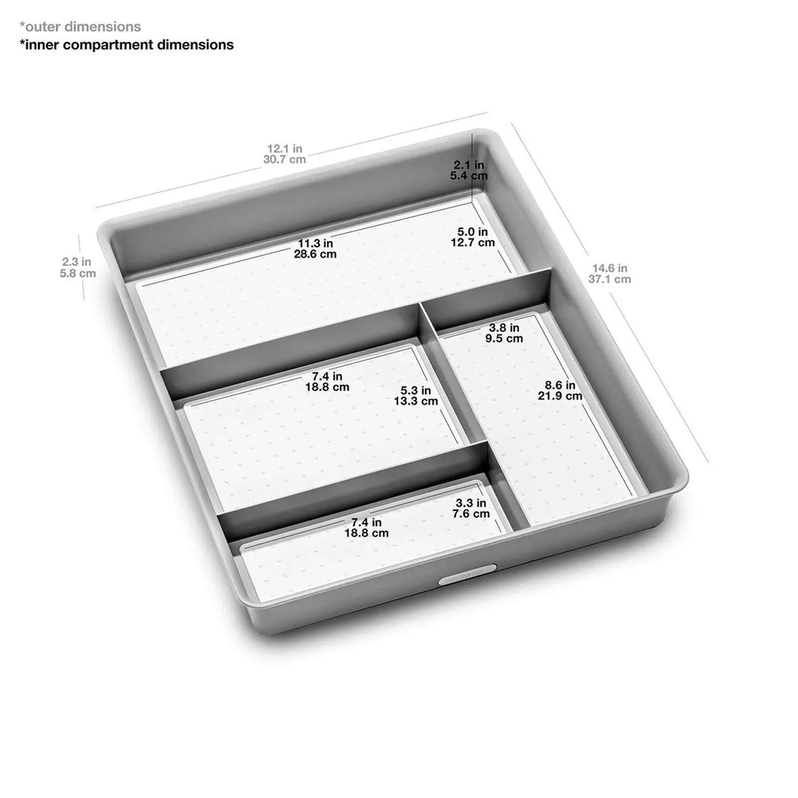 Madesmart Junk Drawer Organiser - Soft Grey 4534-8