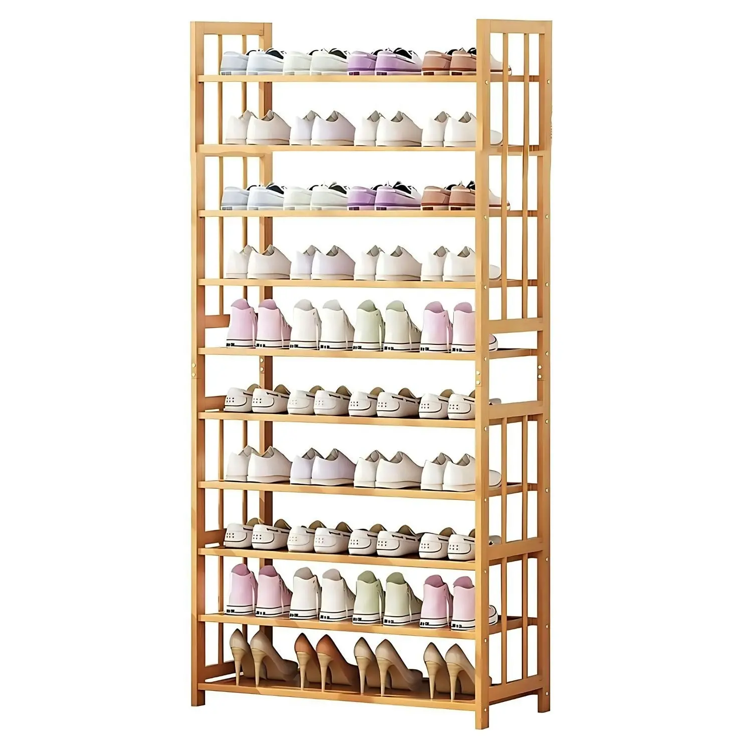 Ekkio 10-Tiers Bamboo Shoe Rack