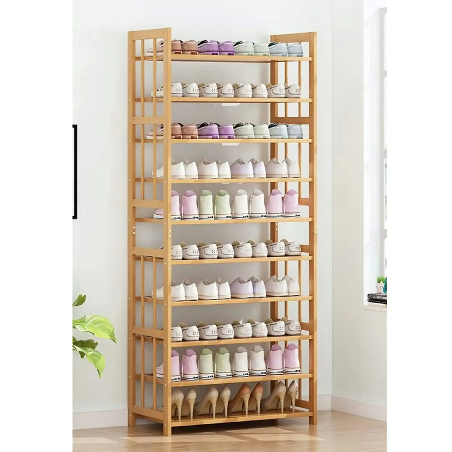 Ekkio 10-Tiers Bamboo Shoe Rack