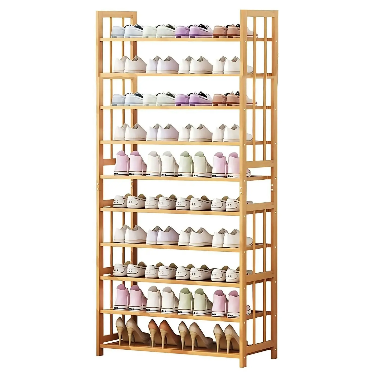 Ekkio 10-Tiers Bamboo Shoe Rack