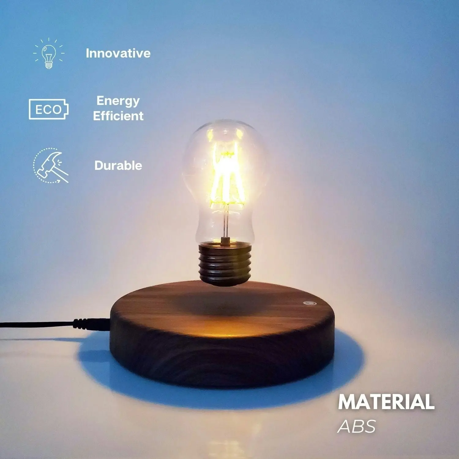 Gominimo Magnetic Floating Levitating Light Bulb with Wooden Base