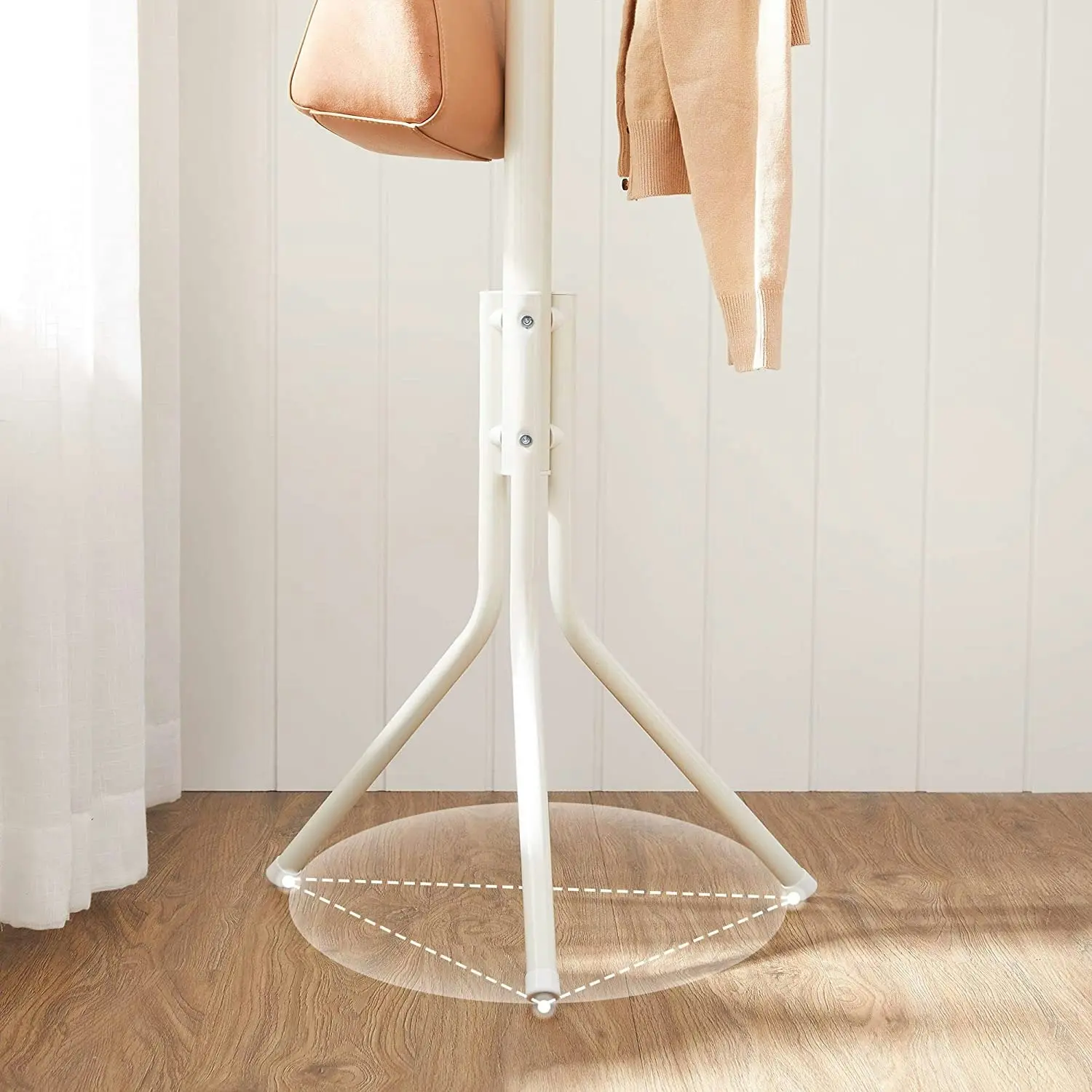 SONGMICS 182cm Metal Talll Hall Tree Hat Hook Clothes Coat Rack - White