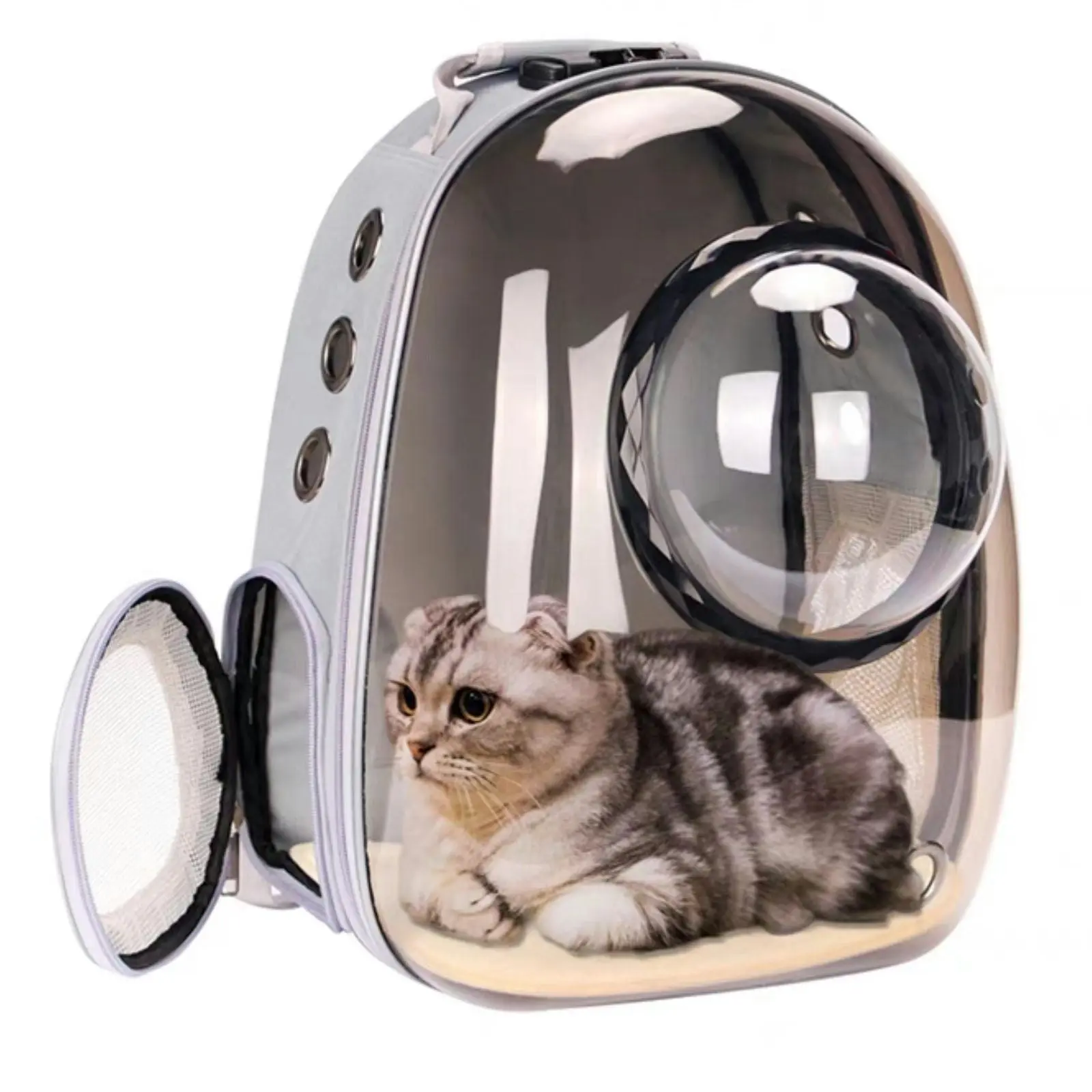 Floofi Expandable Space Capsule Backpack Pet Cat Puppy Bag (Grey)