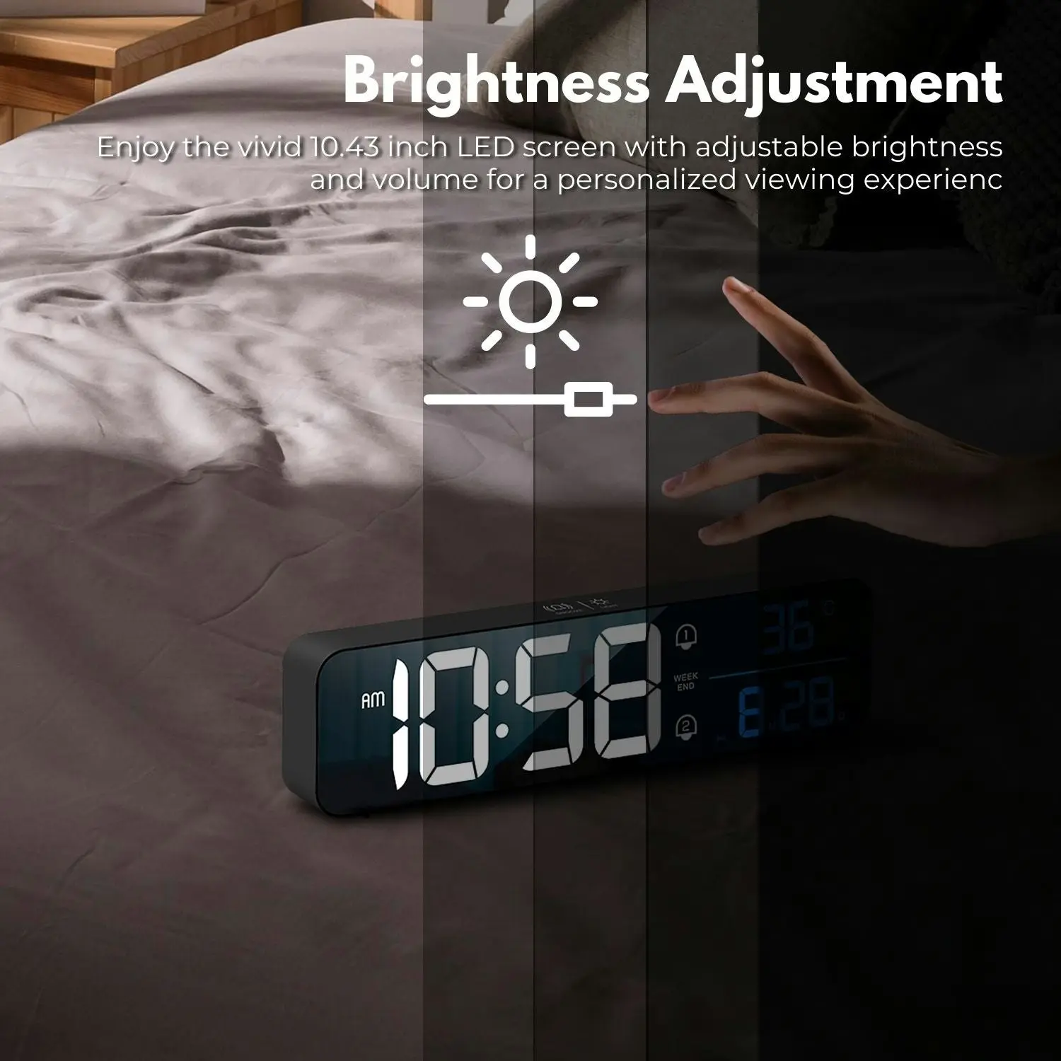 Gominimo Digital Bedside Snooze Alarm Clock Time Temperature Day/Night Desktop