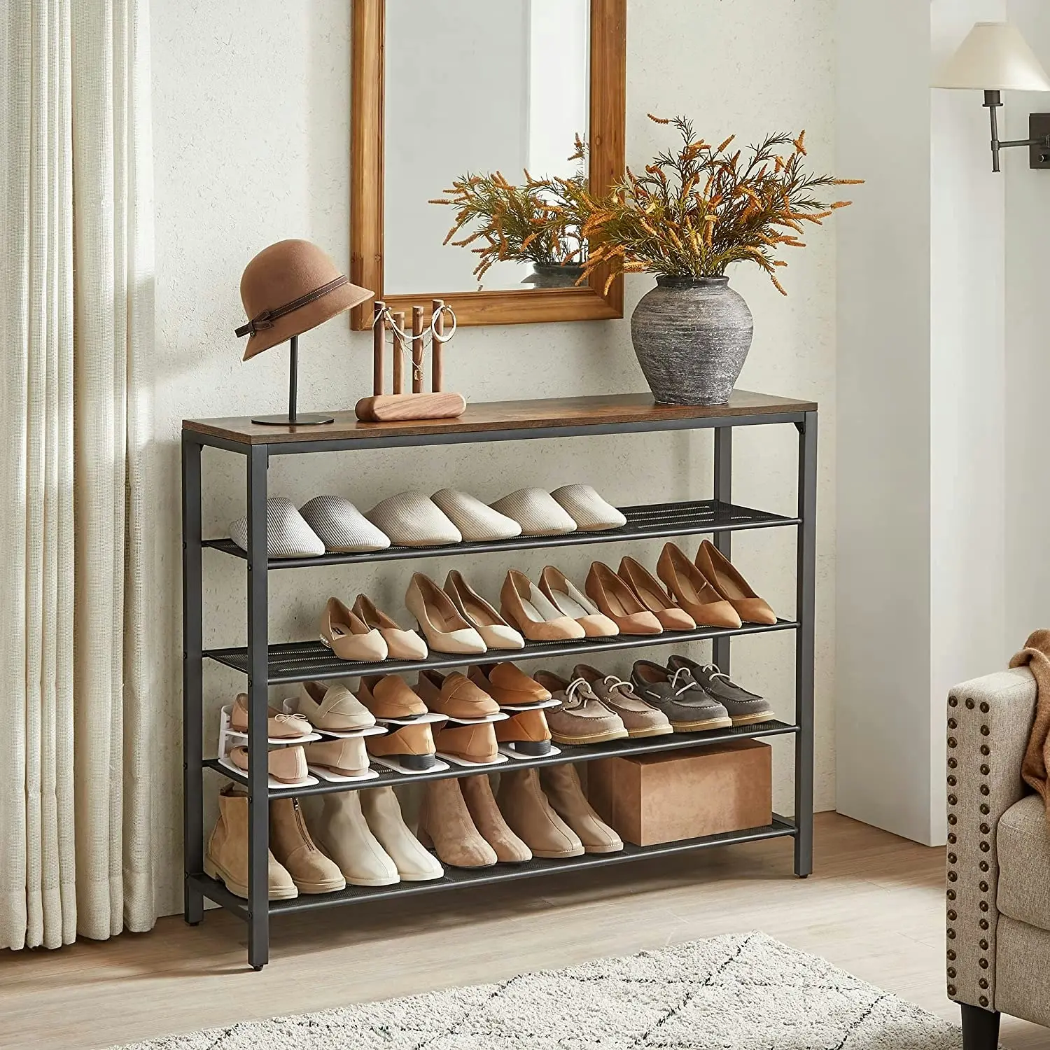 VASAGLE Shoes Storage Stand Shoe Rack - 4 Shelves