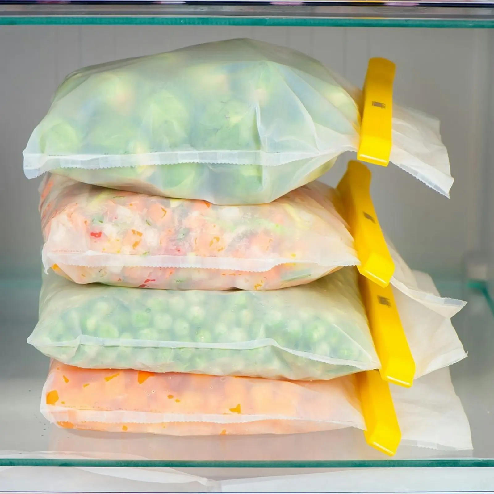 NoStik Reusable Freezer Bags Include Clips Doubles Storage Bag - Set of 4