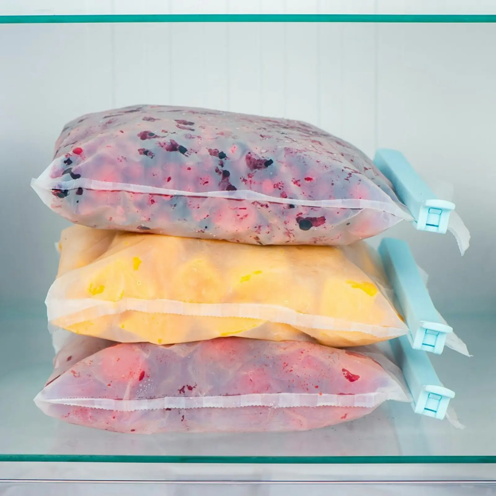 NoStik Reusable Freezer Bags Include Clips Doubles Storage Bag - Set of 4