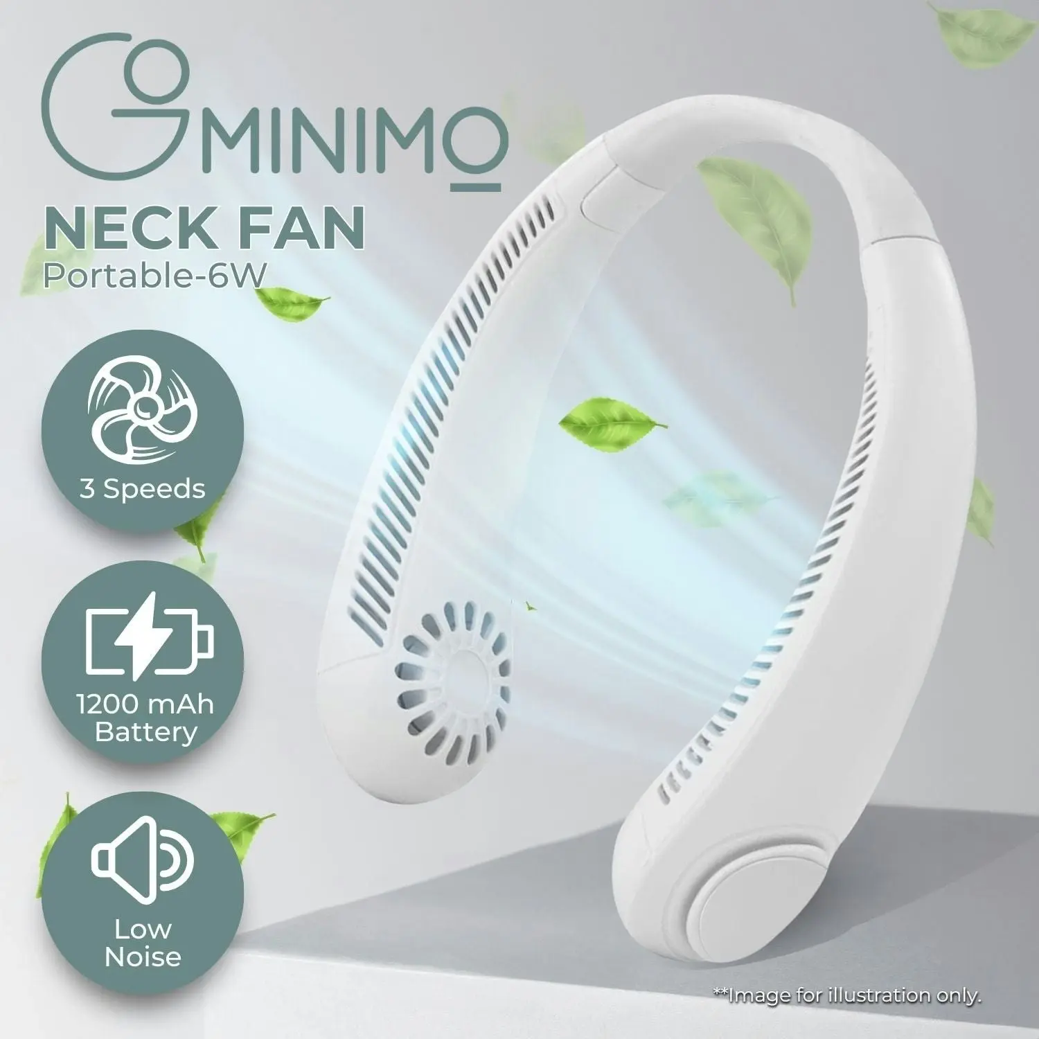 Gominimo USB Portable Hanging Mini Neck Fan Cooling Air Cooler (White)