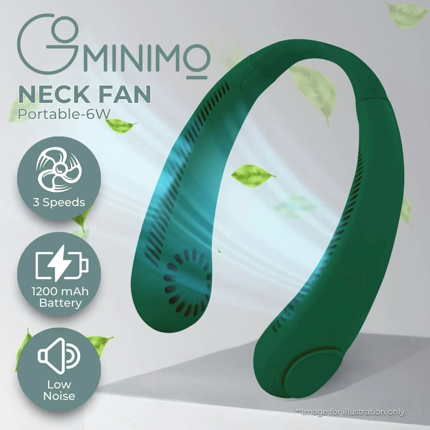 Gominimo USB Portable Hanging Mini Neck Fan Cooling Air Cooler (Green)