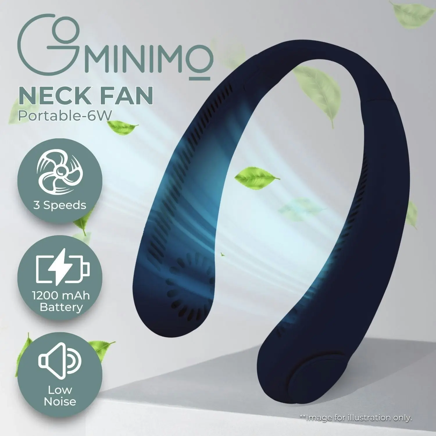 Gominimo USB Portable Hanging Mini Neck Fan Cooling Air Cooler (Blue)