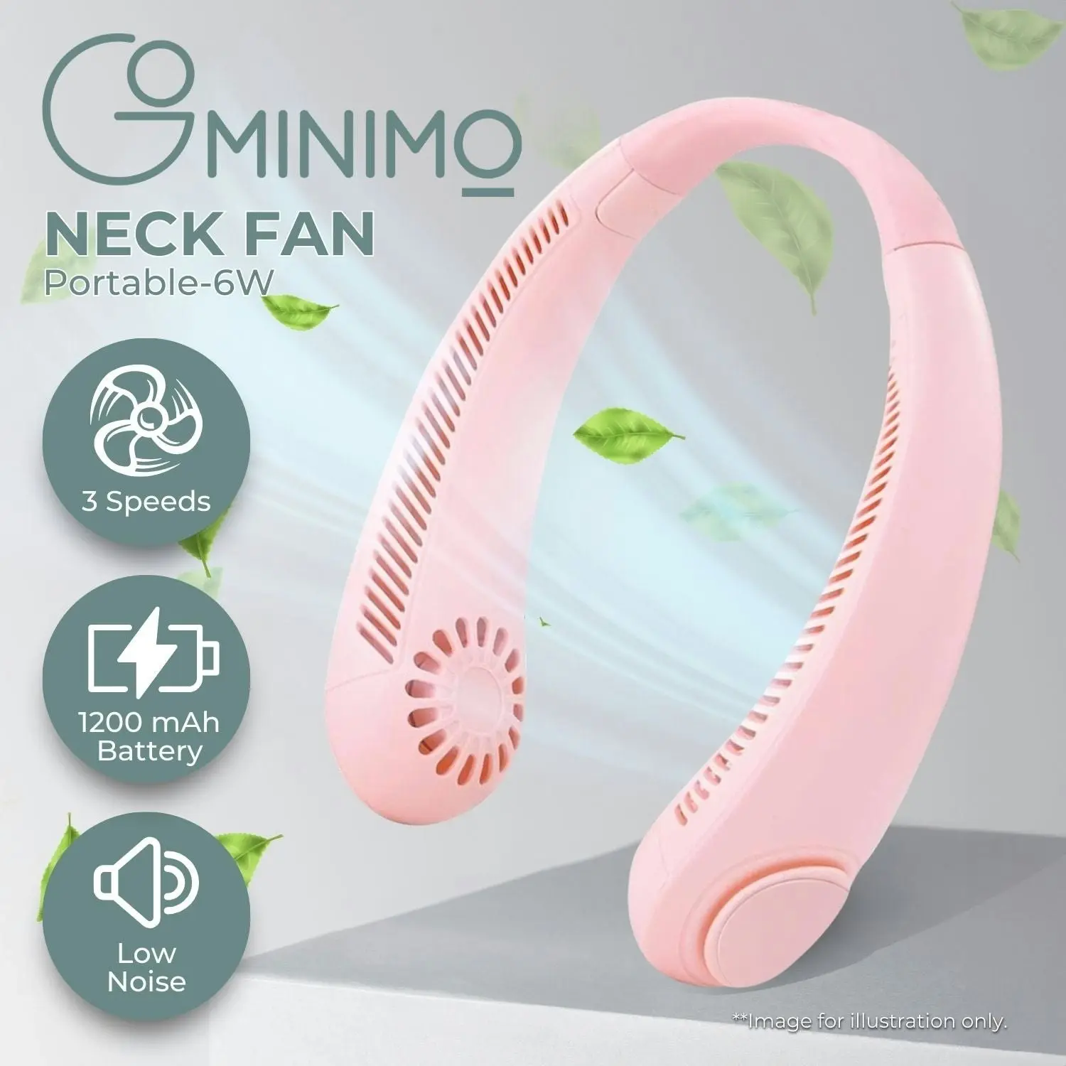 Gominimo USB Portable Hanging Mini Neck Fan Cooling Air Cooler (Pink)