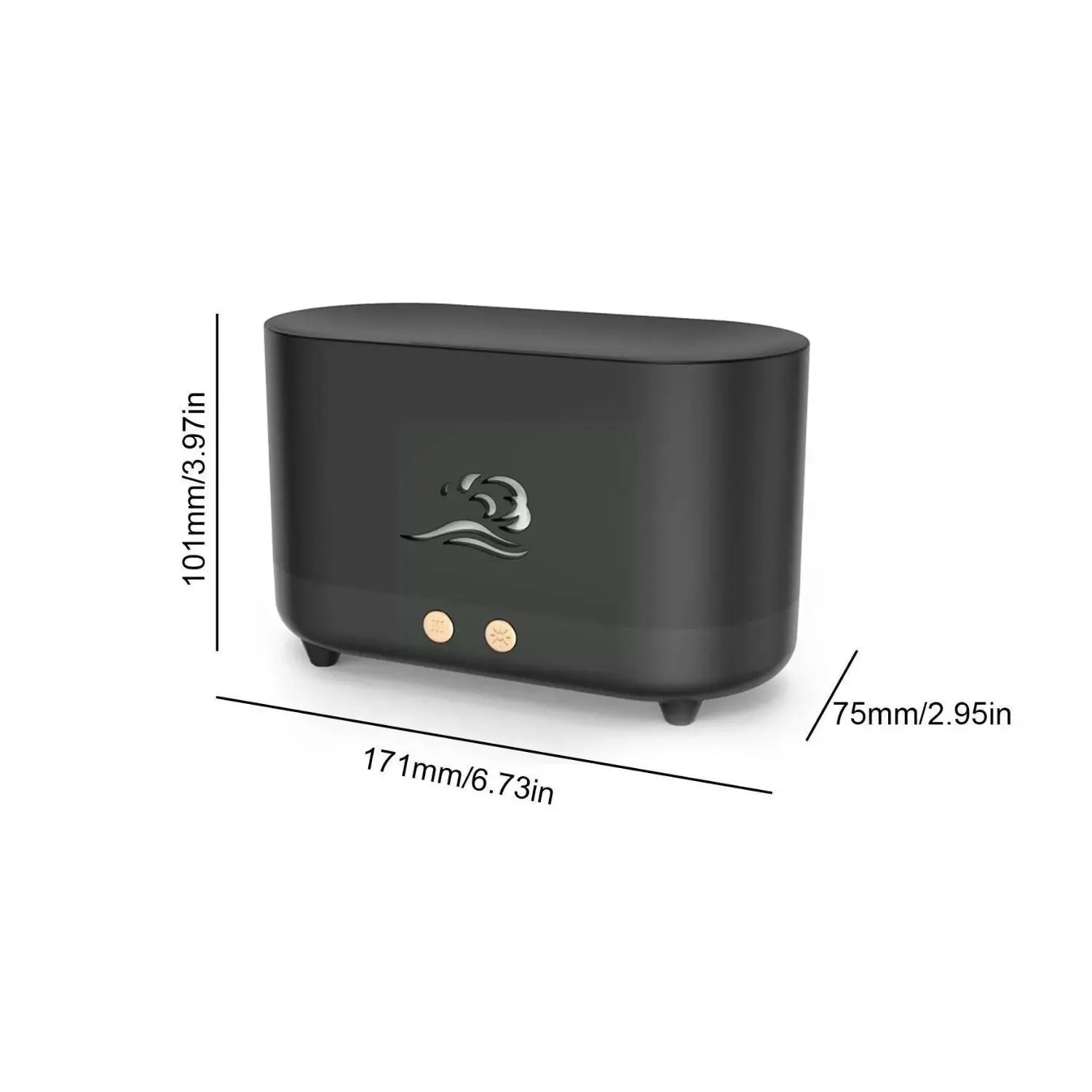 Gominimo Flame Humidifier Wind Essential Oil Diffuser Aromatherapy 225ml Black