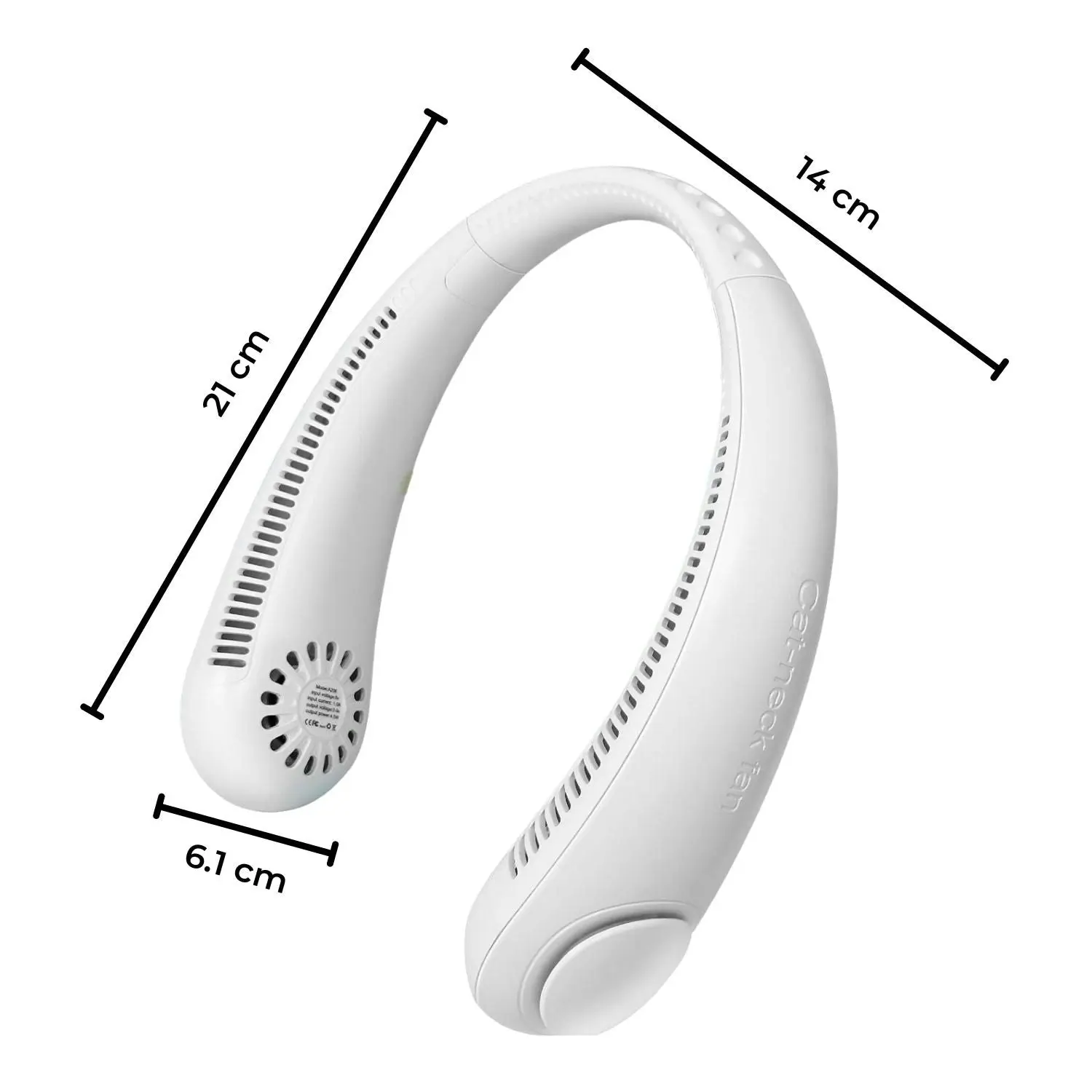 Gominimo Portable Neck Fan, Hands Free Bladeless Fan, Battery Operated Wearable Personal Fan, Leafless, Rechargeable, Headphone Design - White