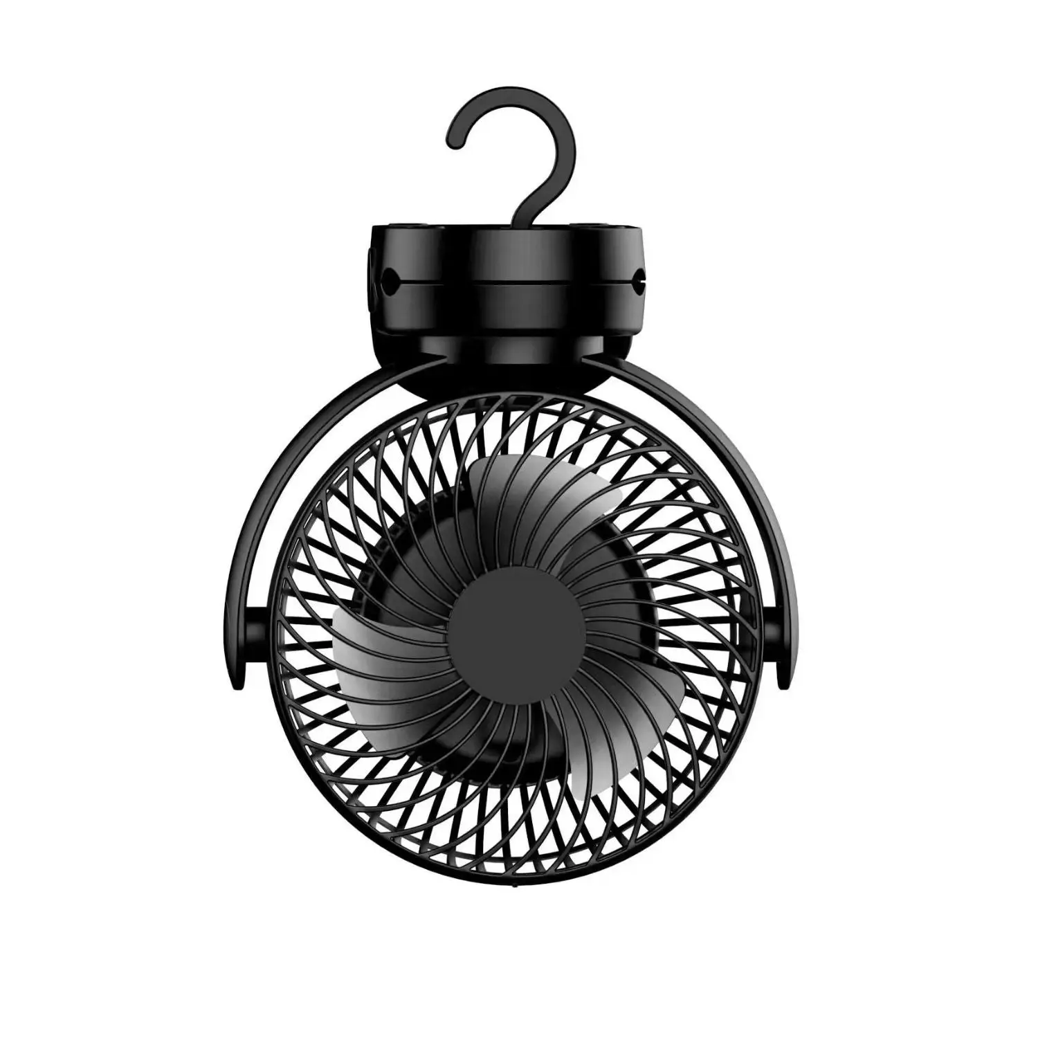 Gominimo Rechargeable Clip-On Fan: 3-in-1 Portable with Hook, Clip, & Light; 3-Speed, 720° Rotation For Camping Car Outdoor