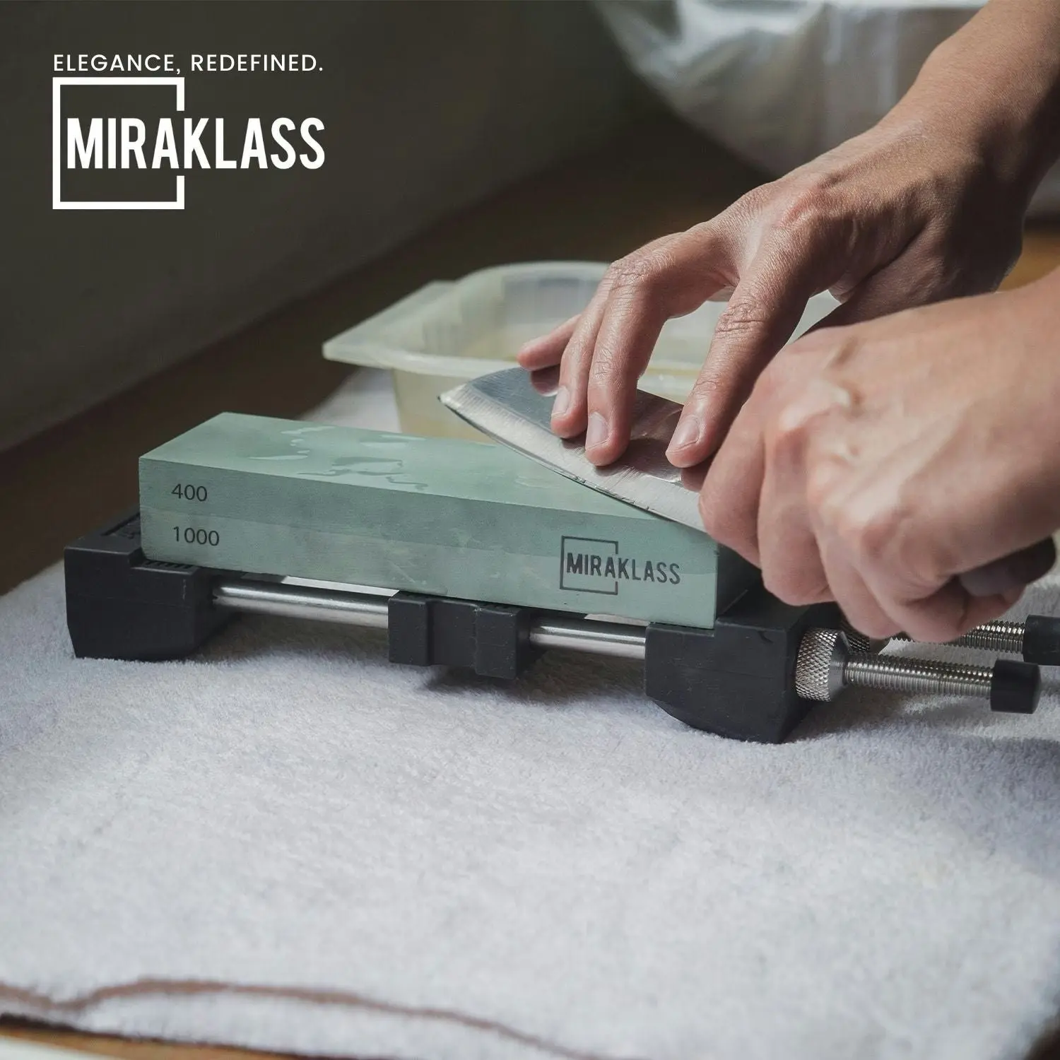 Miraklass Dual Sharpening Whetstone Waterstone Grind Knife 400/1000+3000/8000 Sharpener Grit Set